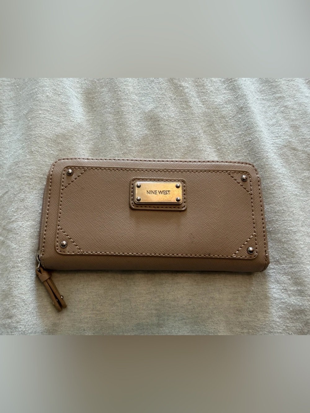 Nine West Beige Zip-Around Phone Wallet